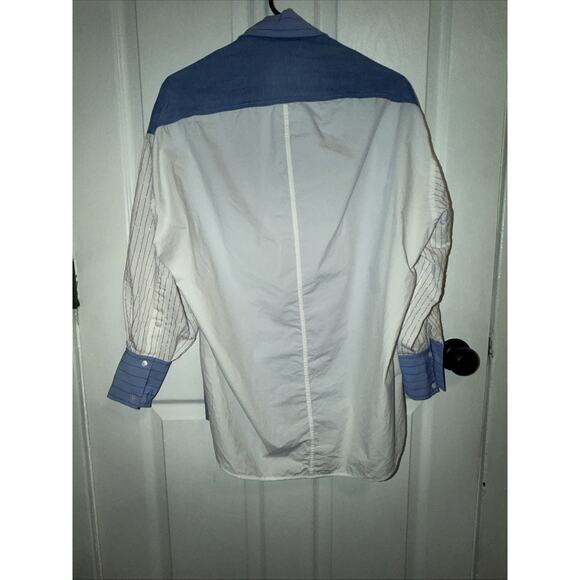 Sandro Paris Striped Patchwork Oversized Long Sleeve Shirt Blouse Top Size 1 S - Picture 9 of 10